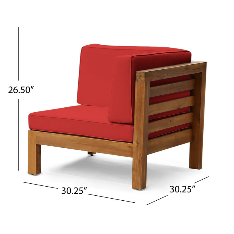 Ensemble de causeuse d'extérieur en bois d'acacia rouge 2 pièces Oana, Red, Natural Wood