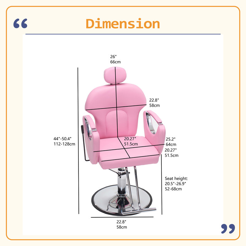 Fauteuil de coiffeur Barber, Pink, Silver