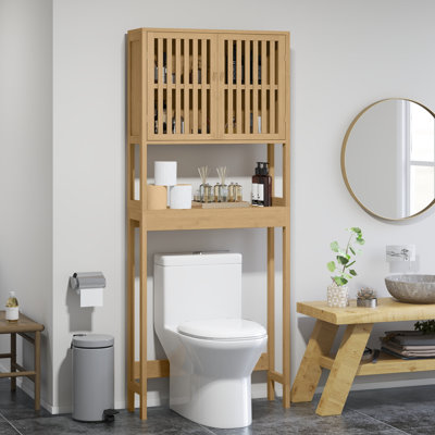 Tablette au-dessus de la toilette naturelle - Vaste espace de rangement avec armoire réglable et ouverte