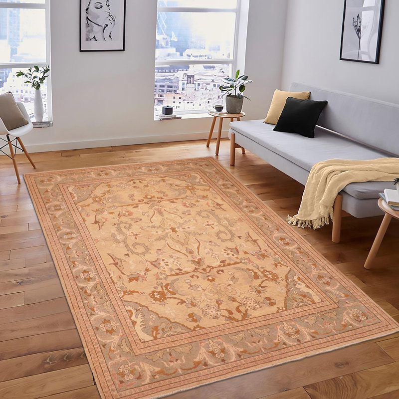 Tapis oriental brun clair en laine noué à la main 8 pi x 10 pi 2 po Baccio