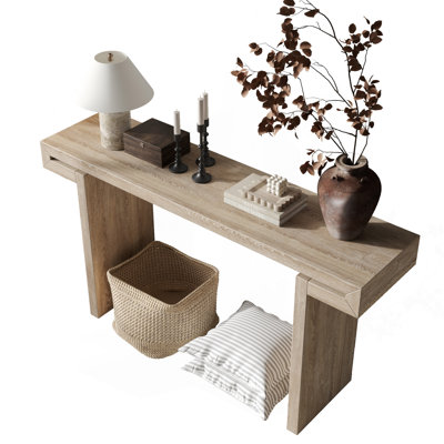 Anwen 60" Farmhouse Console Table, Wood Entryway Sofa Side Table