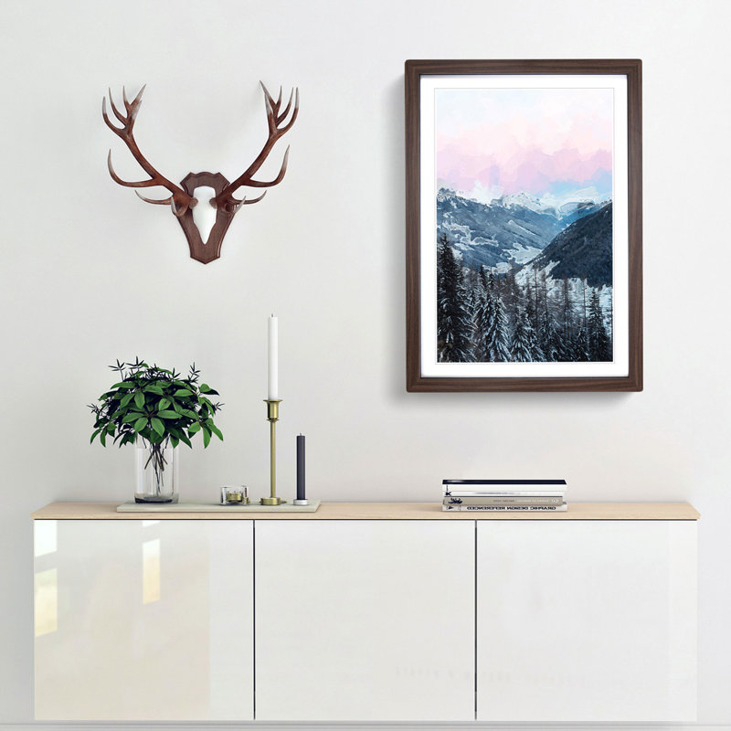 Pink Sky over the Mountains in Italy - Framed Print, Walnut, 60cm H x 40cm W x 2cm D