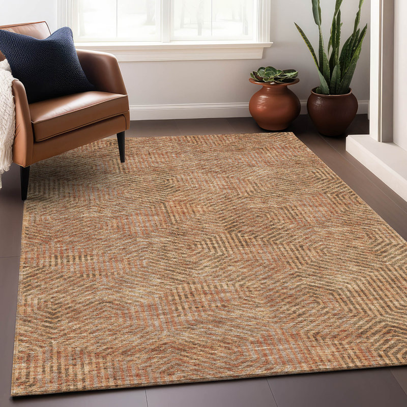 Tapis en cuivre Prisco lavable à la machine de qualité supérieure, Rectangle 2 pi 6 po x 3 pi 10 po