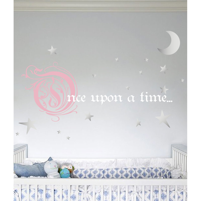 Décalcomanie murale une fois sur un temps, H 31 po x l 66 po x P 0,01 po, Rose / argent / blanc
