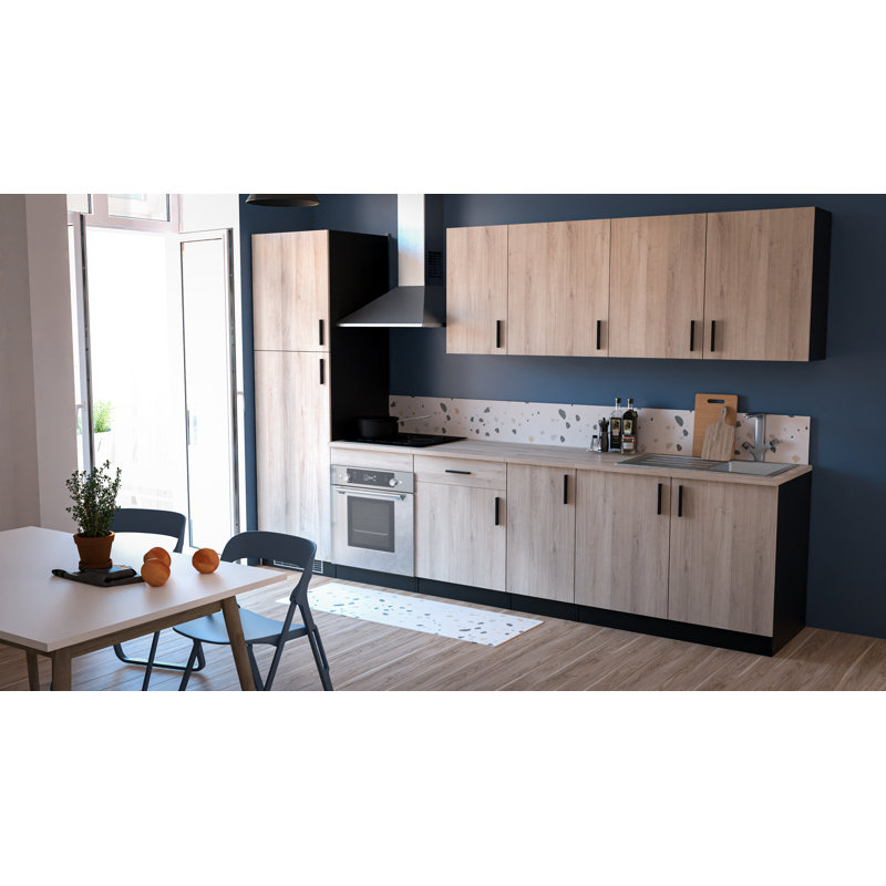 Origan Wall Unit, Natural/Black, 70cm H x 60cm W x 30cm D