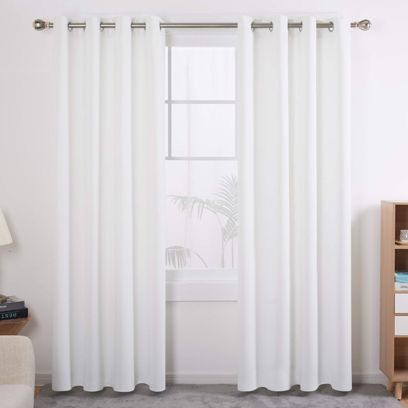 Thermal Insulated Room Darkening Grommet Curtain Panels (Set of 4), Pure White, 52" W x 108" L