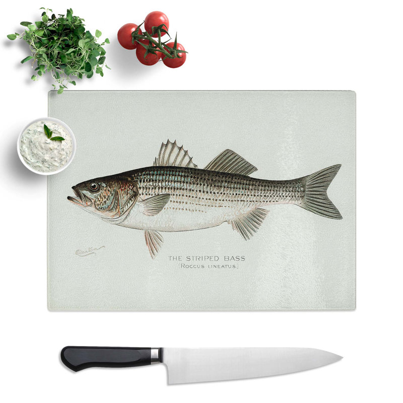 Tempered Glass Striped Bass by Sherman F. Denton Chopping Board, 28.5 cm x 20 cm