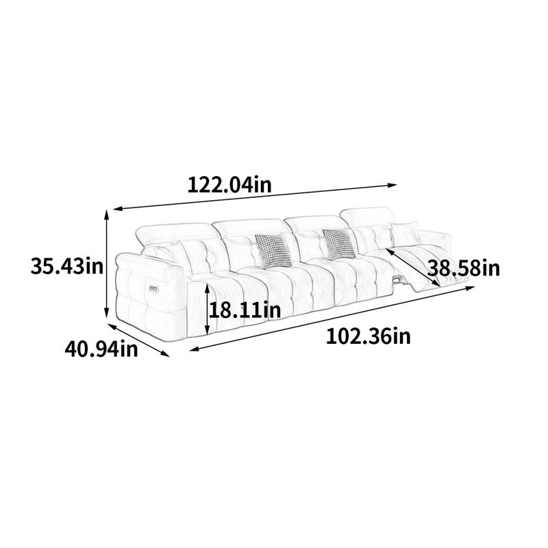 Filkins, 4, H 35,43 po x l 122,04 po x P 40,94 po