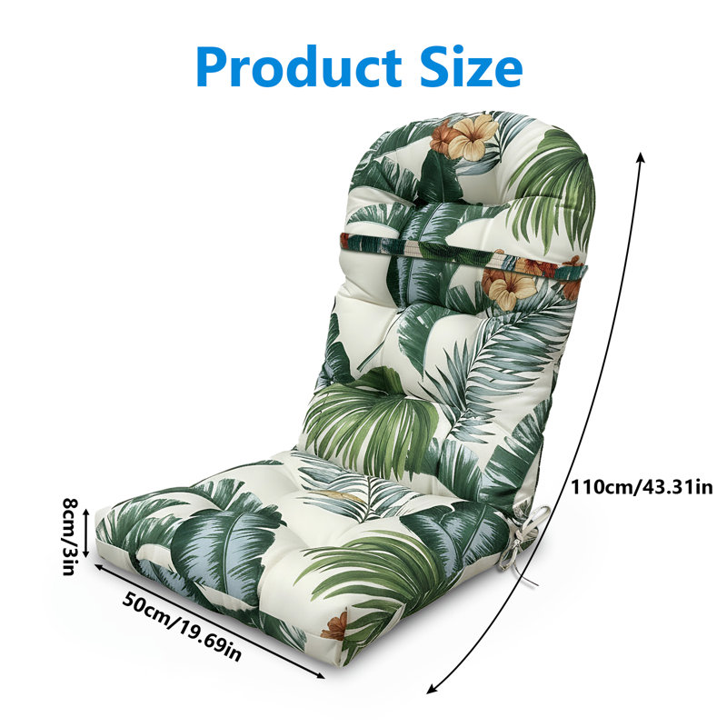 Coussins de chaise d'extérieur d'intérieur à haut dossier, coussins de patio Adirondack imperméables toutes saisons avec attaches, coussins de dossier en tissu Oxford 300D