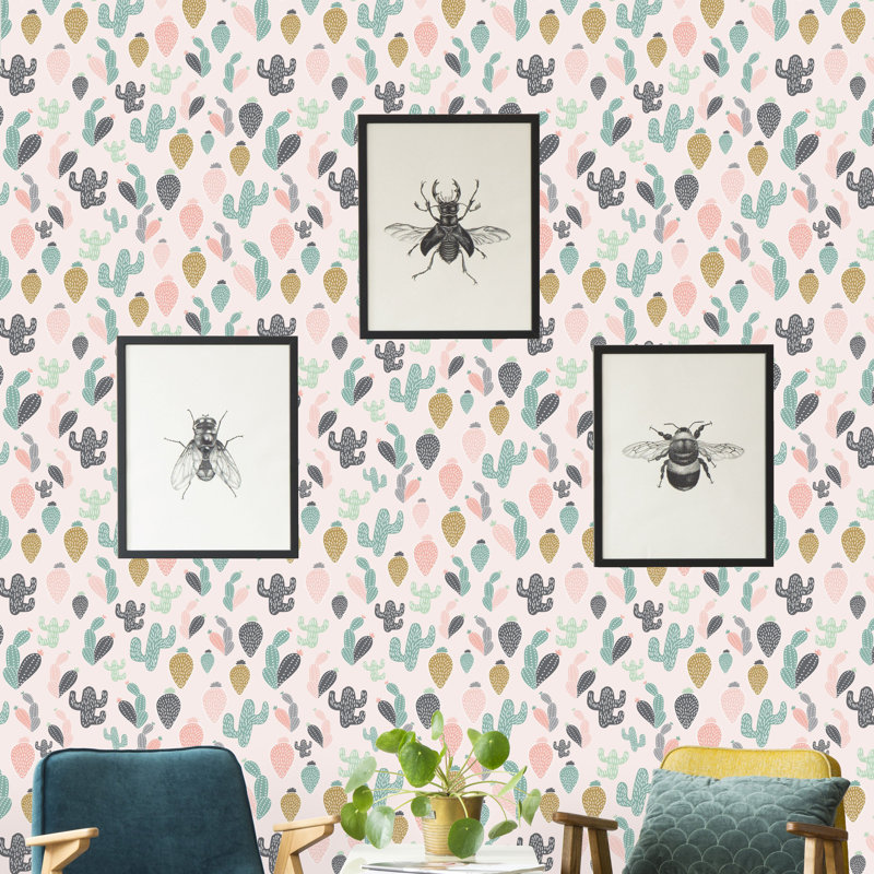 Rouleau de papier peint adhésif cactus, L 16,67 po x l 25 po