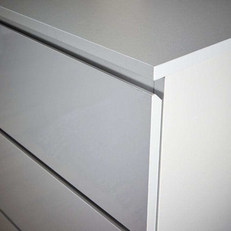 Rishin 6 Drawer  High Gloss Chest Storage Unit, Grey