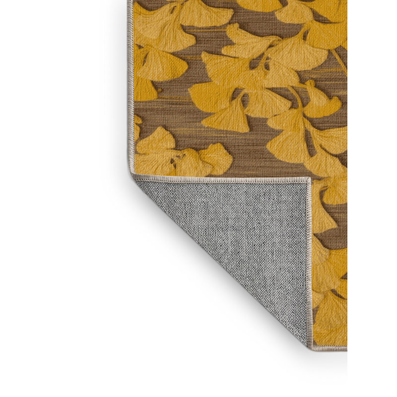 Tapis botanique brun lavable à la machine, Carré 6 pi