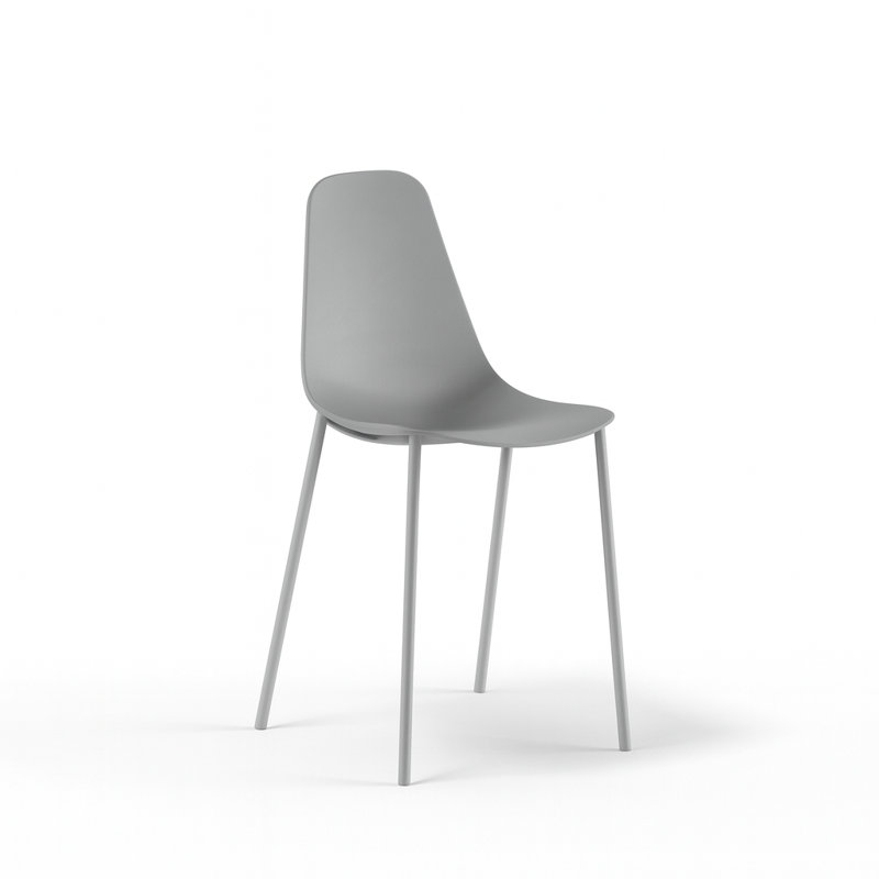 Hearne Stacking Patio Dining Side Chair, Light Grey