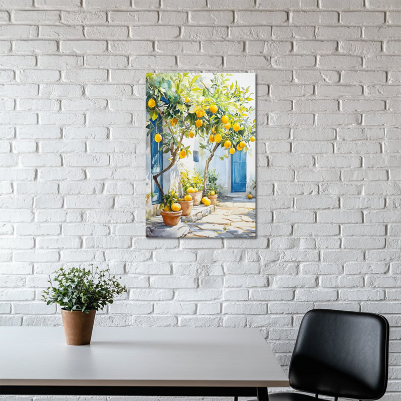 Art mural de citron, art mural de cuisine citronnelle, œuvre d'art de fruits méditerranéen, affiche d'art italien, images pour décoration murale de cuisine prête à accrocher 12 po x 16 po