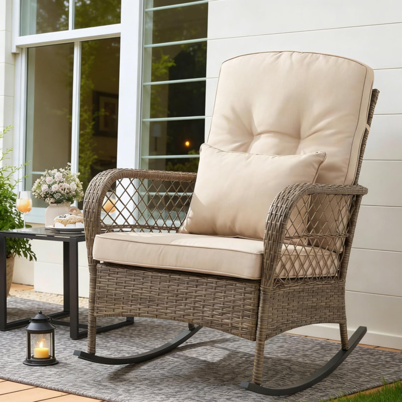 Patio Dining Set with, Brown, Beige