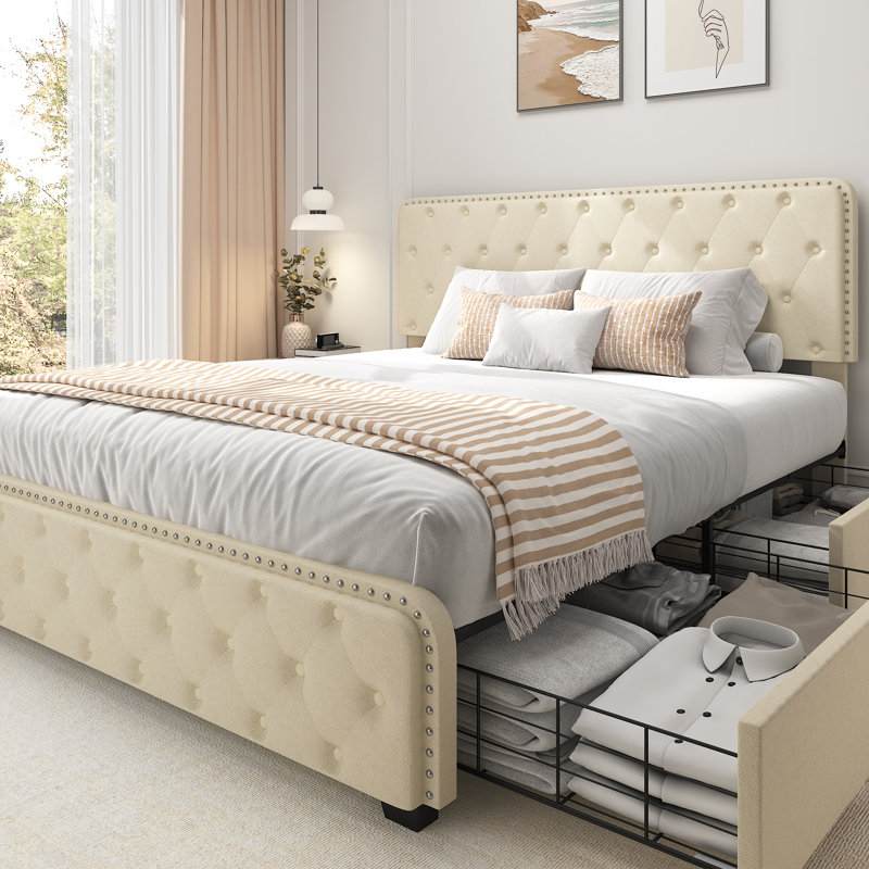 Grand lit avec rangement, Beige