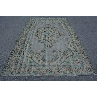 Tapis en laine, tapis géométrique, grand tapis 5,8 x 9,2 pi, tapis rétro, tapis turc, tapis beige Anatolian
