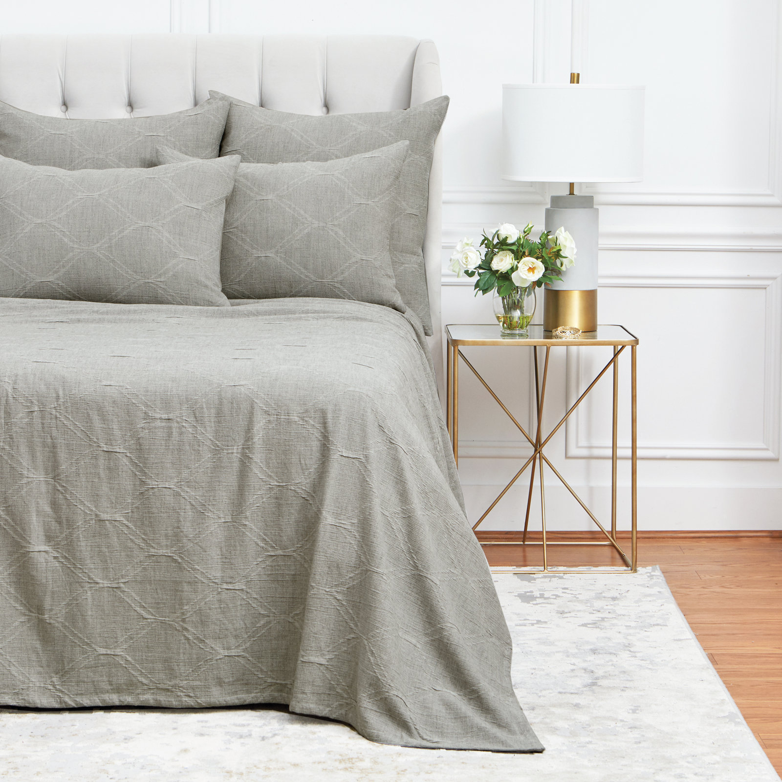 Barry Single Coverlet, Queen Coverlet, Gray
