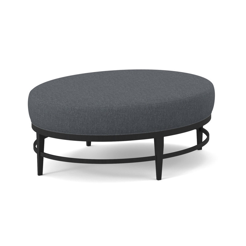Elliptic Boucle and Velvet Ottoman, Elise Harbor 100% Polyester, Espresso
