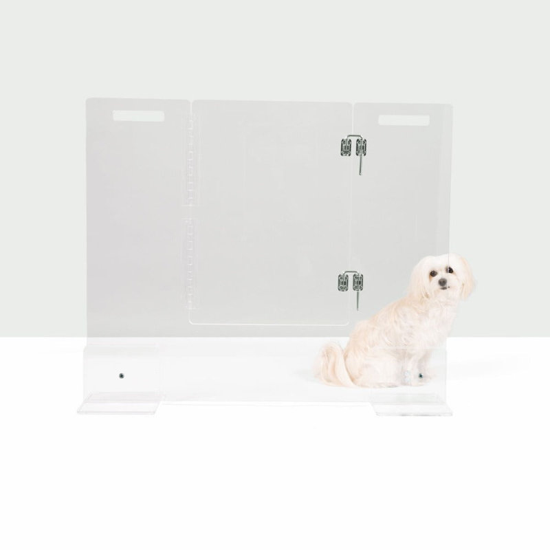 Clear Freestanding Pet Gate with Door 36"w x 30"h, 42" W x 32" H