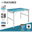 Table de camping pliante de 90 cm, petite table de pique-nique portative | Hauteur réglable ; Table pliante légère en aluminium ; Petite table pliante avec poignée de transport ; Utilisation extérieure, intérieure, randonnée, plage