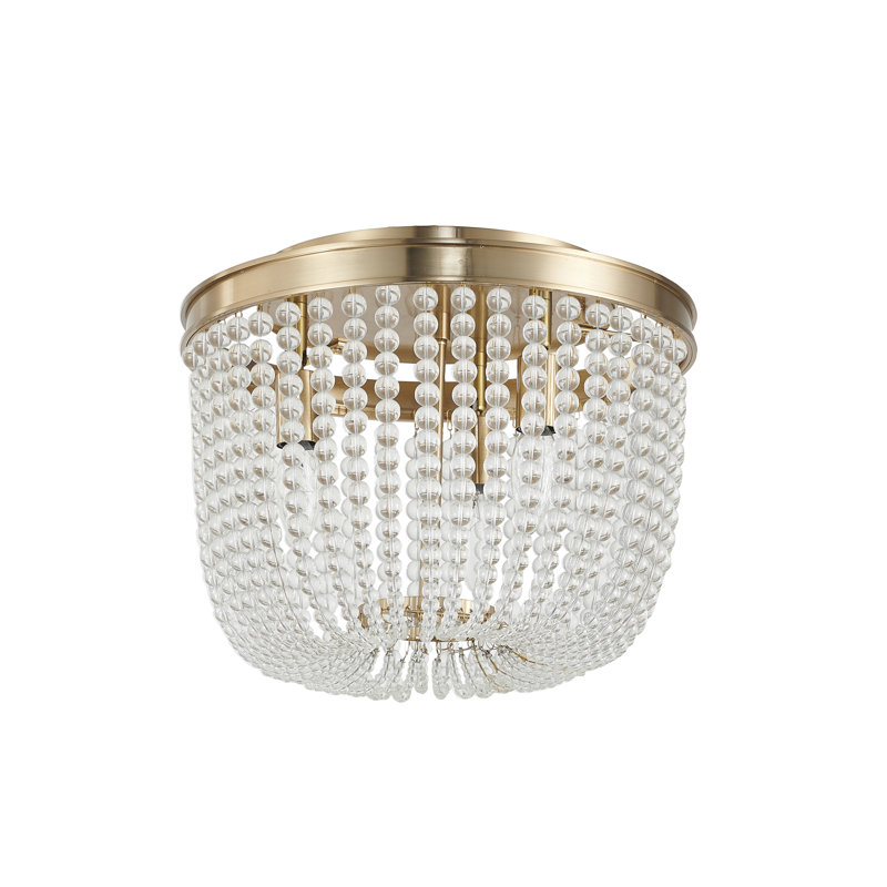 Coastal 3-Light Glass Bead Flush Mount , Gold