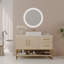 Meuble-lavabo autoportant 36 po avec lavabo en céramique et plateau en pierre frittée 36 po, meuble-lavabo en bois et or pour la salle de bain-397760589