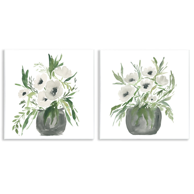 Ensemble de 2 plaques murales blanches en forme d'anémone blanche, design par Lucille Price
