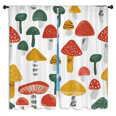 Mushrooms Sheer Window Curtains - 2 Panels