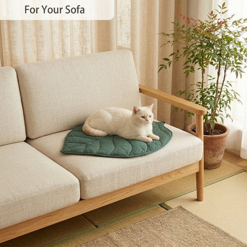 Coussin de lit pour chat en forme de feuille agrandie et épaissie 2026, tapis chauffant pour chats sauvages et d'intérieur, 30 po x 20 po