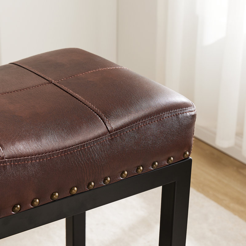 Michille Saddle Upholstered 24.21" Counter Stool, Brown/Black, 2