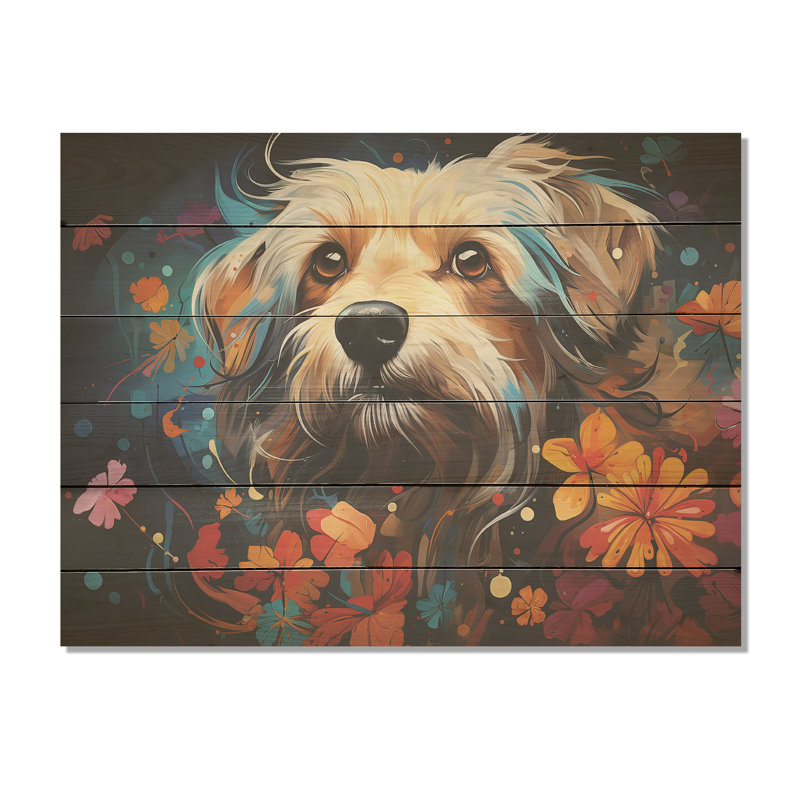 «Popart Maltese Magic I», art mural en bois sur bois de pin naturel, H 24 po x l 32 po