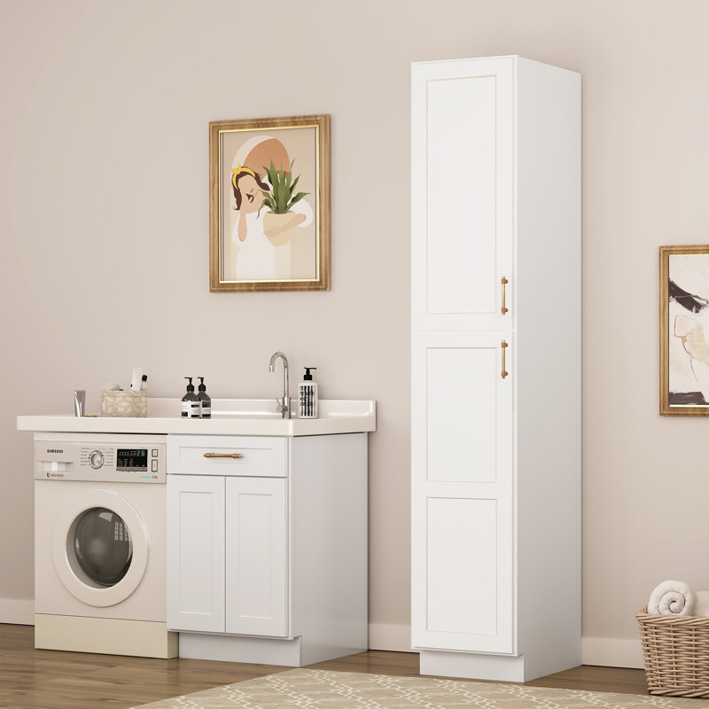 Armoire de cuisine avec tablettes réglables , H 96 po x l 18 po x P 24 po, Blanc