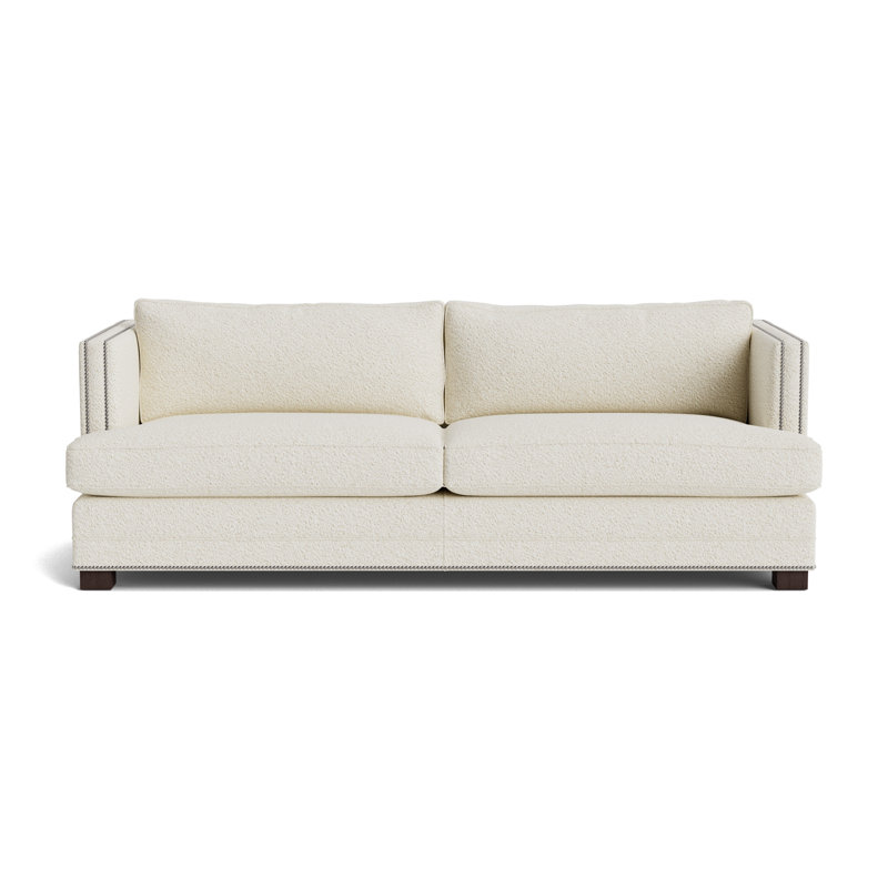 Keaton With Nails 94 Sofa, Brushed Nickel, Berber - Cream, Java