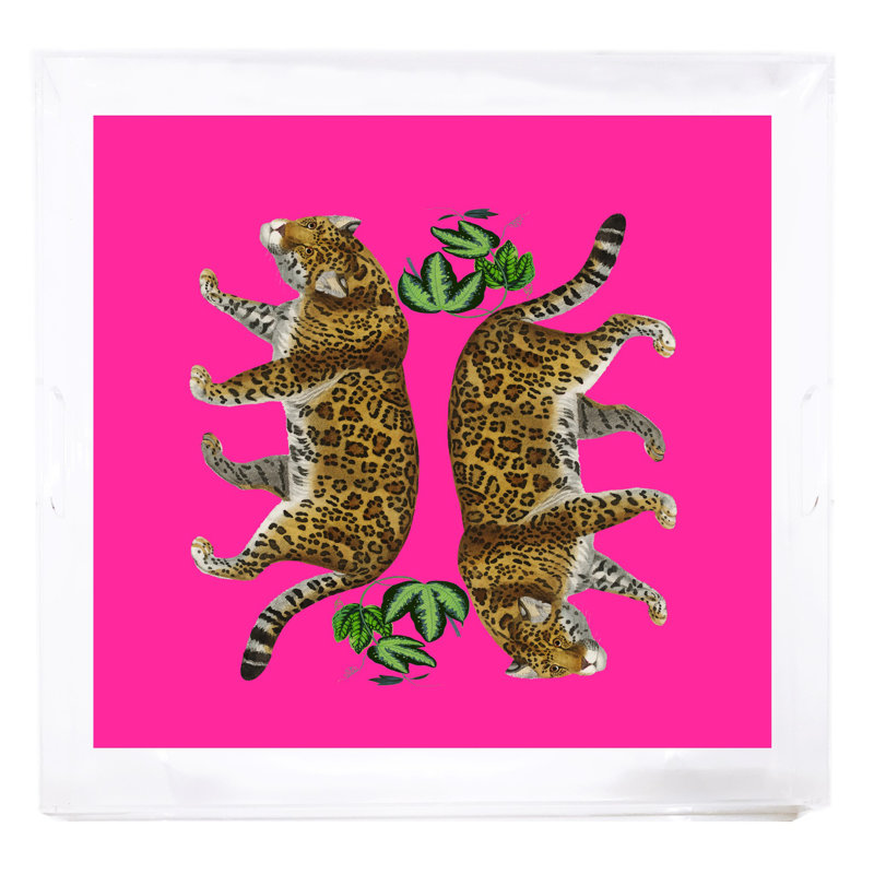 Plateau décoratif carré Leopard, 18"W x 18"D x 2"H
