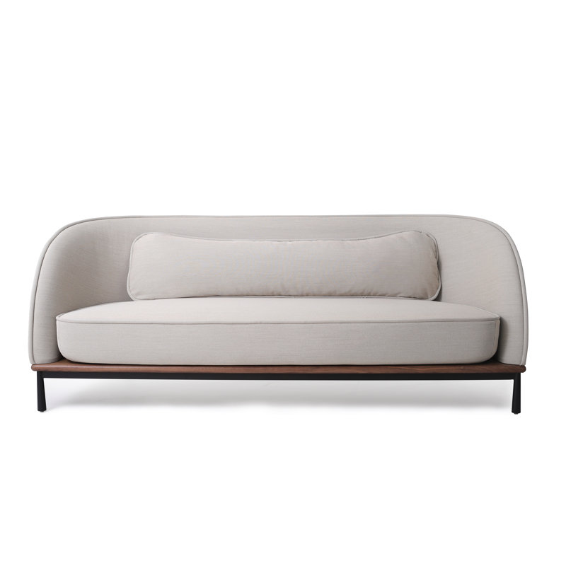 Arc Sofa Three Seater, White, Natural Walnut