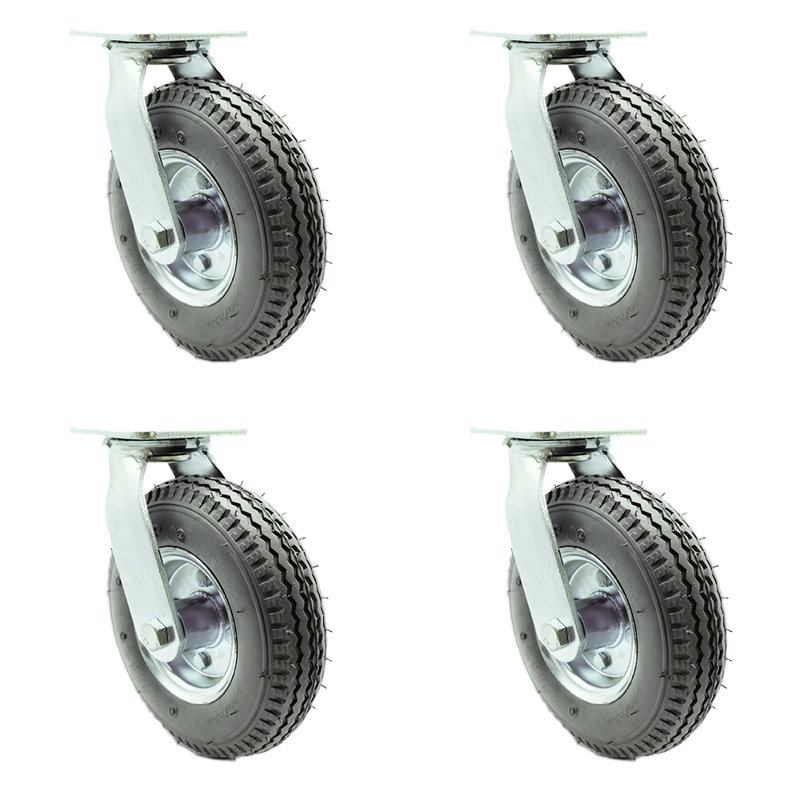 Ensemble de roulettes pivotantes de 8 pouces avec roues pivotantes de marque / SCC-100S280-PNB-GRY-4