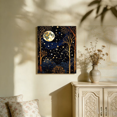 Lune et étoiles, art mural non encadré, L 36 po x l 24 po