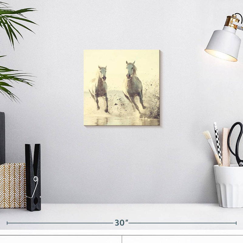 Brampt, chevaux français blancs, H 10 po x l 10 po