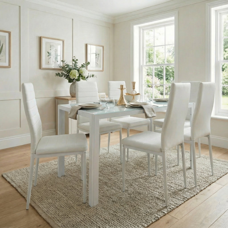 Gorge 6 - Person Dining Set, White