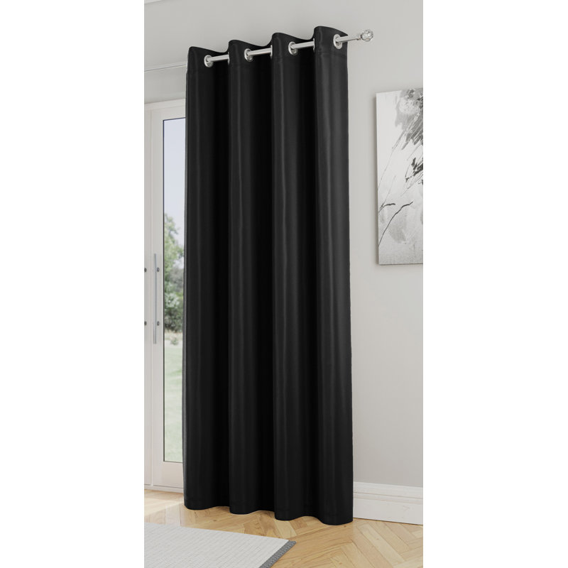 Stefany Room Darkening Door Curtain Single Panel, Black