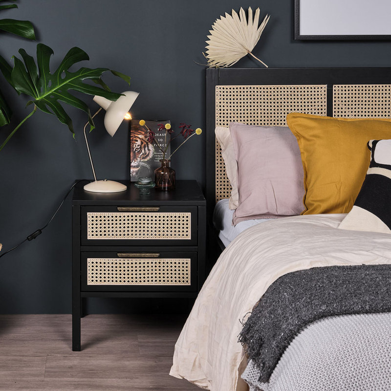Tenaya 48cm W Bedside Table, Black