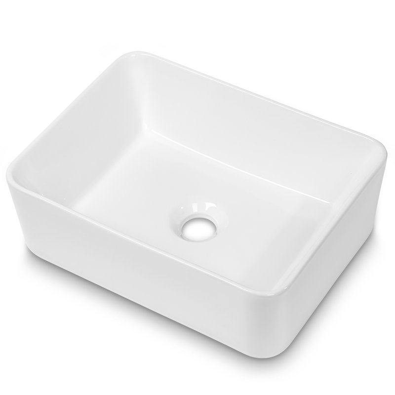 16"L x 12"W Ceramic Vessel Sink Porcelain Rectangular Bathroom Basin