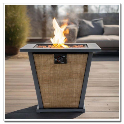 28" Propane Gas Fire Pit Table, 50000 BTU Square Steel Fire Pit for Outside Patio Deck Garden Courtyard