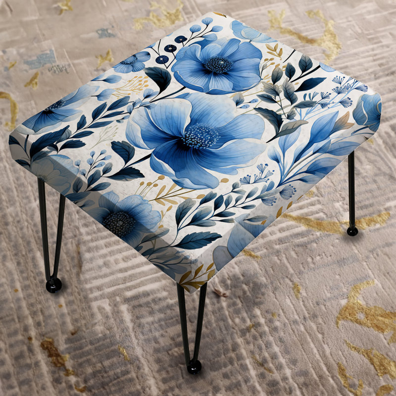 Watercolor Whimsy Blue Floral Melody - Repose-pieds rectangulaire floral