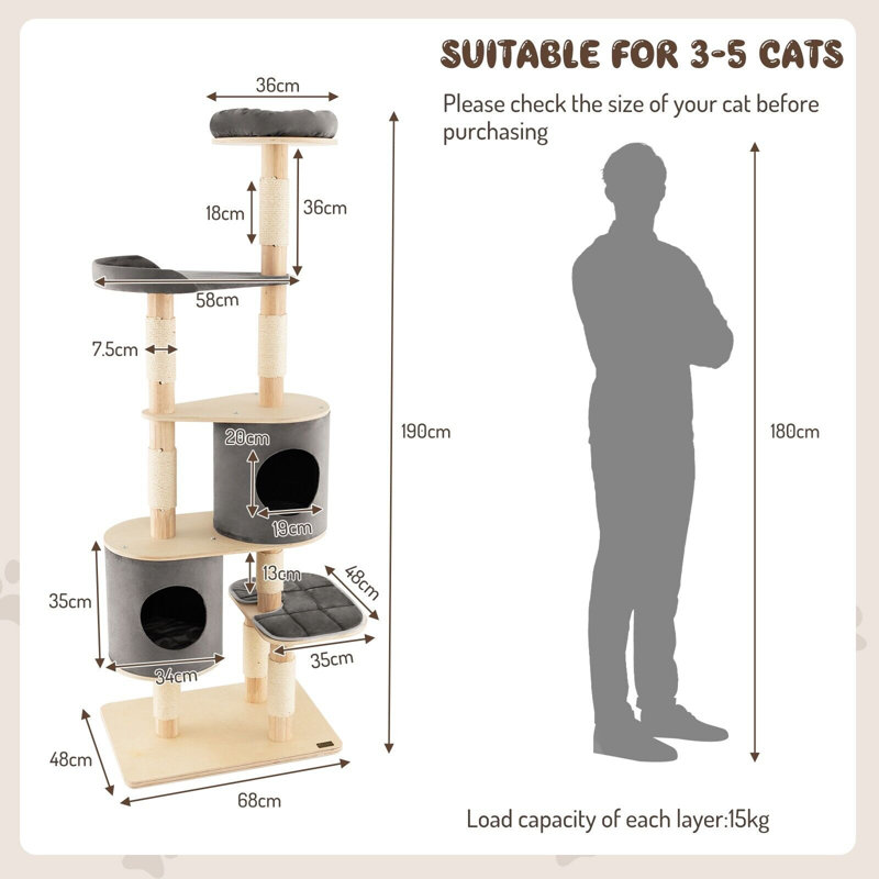 Teviston 74.67cm H Cat Tree, Grey