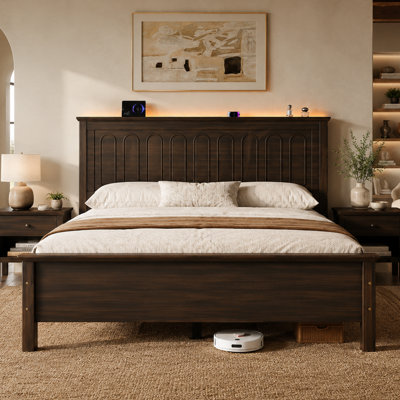 Traditional Platform Bed with LED Lighting