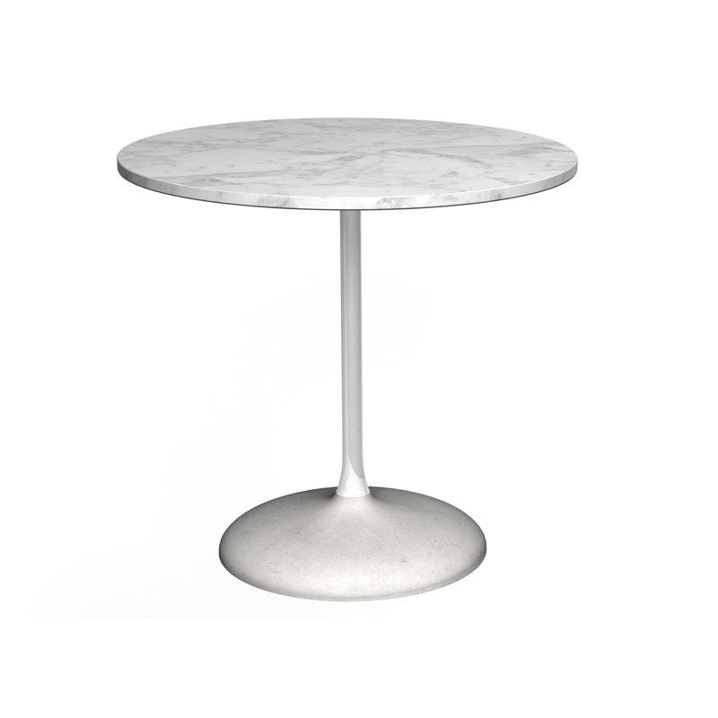 Clarke County Round Marble Top Dining Table, White