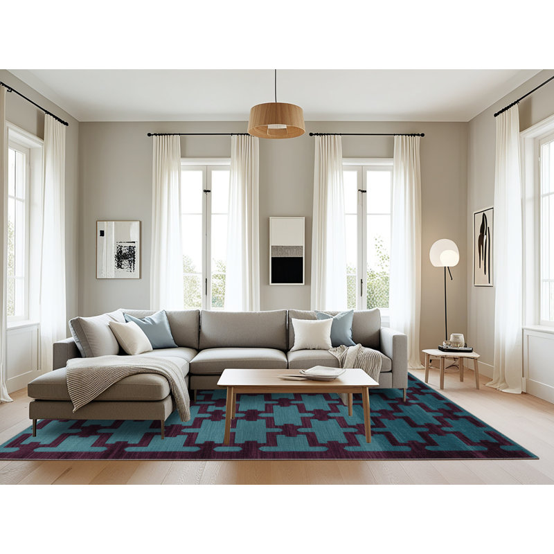 Tapis brun treillis lavable à la machine, Rectangulaire 8 pi x 10 pi