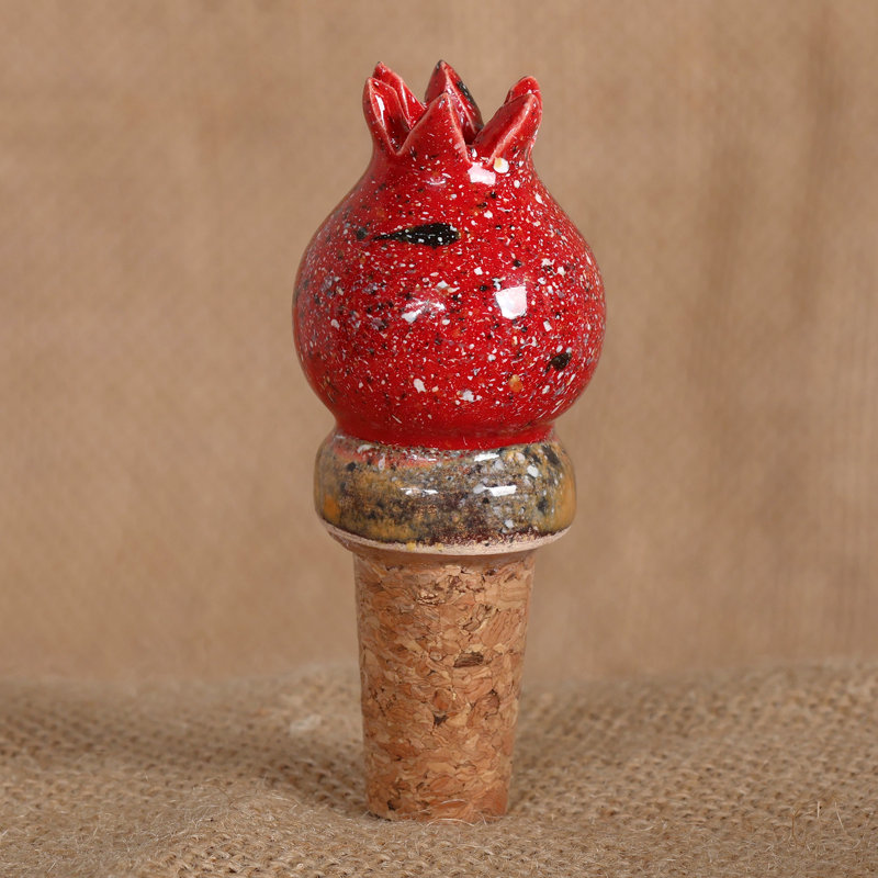 Winston Porter Handmade Pomegranate Essential Ceramic Bottle Stopper